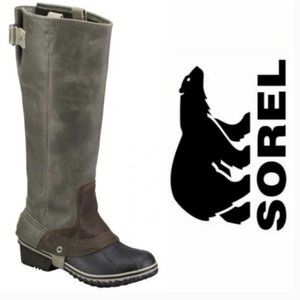 Sorel Womens Riding Boots Slimpack Brown Leather